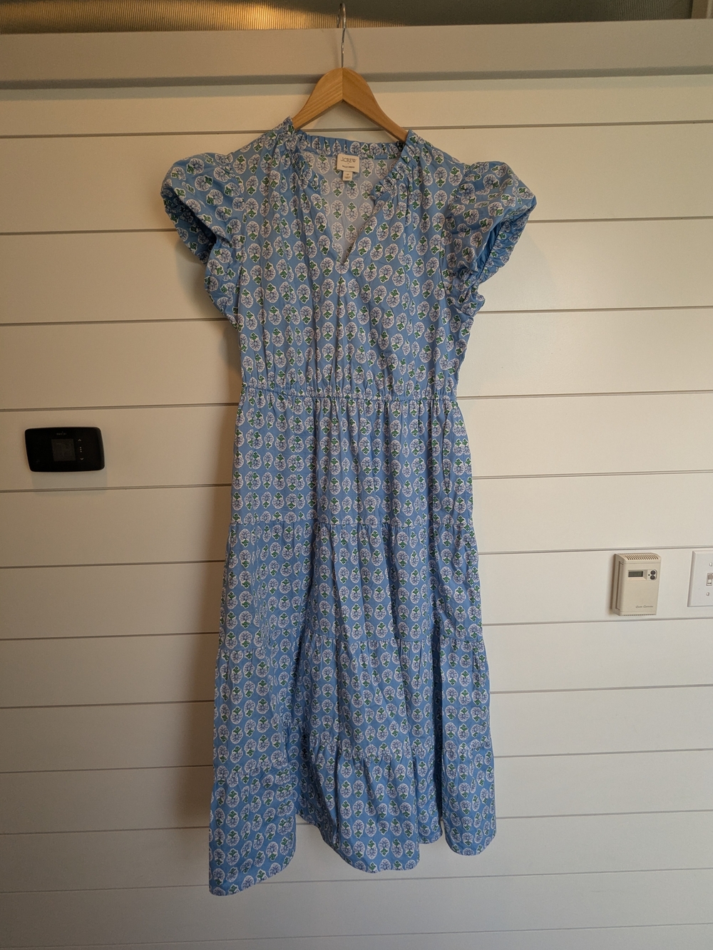 J. Crew Factory Willa Dress Blue Floral Size 12 Large Blockprinted Cotton Maxi